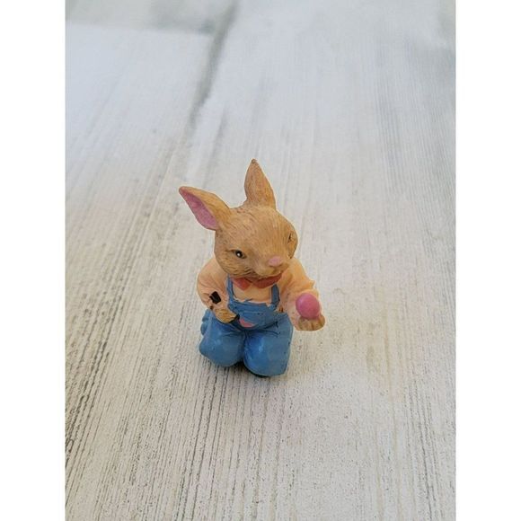 Mini Easter Bunny hand paint egg Village accessory spring figure - Picture 5 of 5